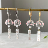 Cherry Blossom Wind Chime Earrings Dangle - Japanese Wind Chime - Wind Bell Earrings - Japanese PinkSakura Earrings - unique dangle